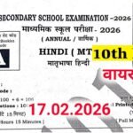 Bihar Board 10th Hindi MCQ Question 2026